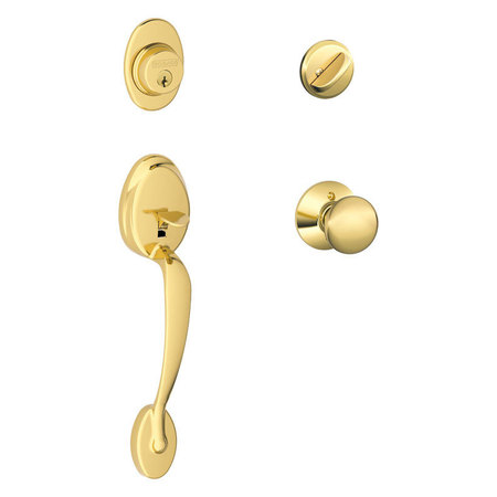 SCHLAGE Handleset Bright Brass F60PLYXPLY505